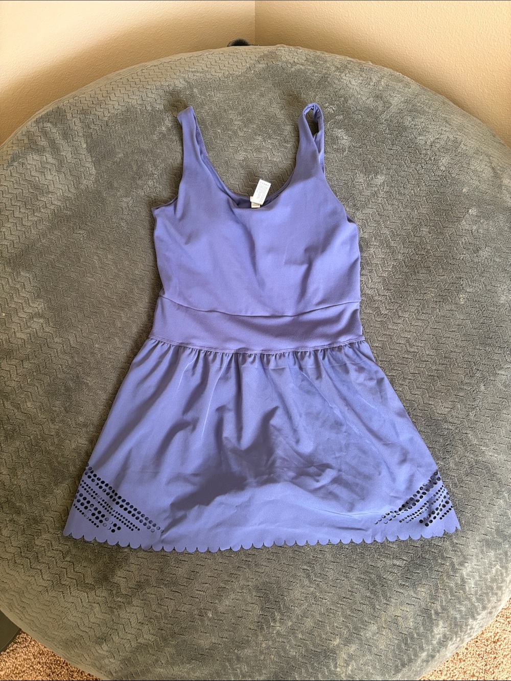 Yogalicious Lavender Scoop Neck Mini Dress with Scalloped Cutouts